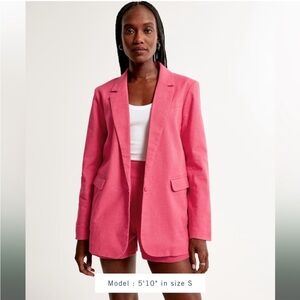 NWT - Abercrombie & Fitch Linen-Blend Blazer in Pink